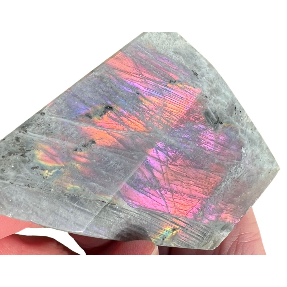 Faceted Labradorite Crystal Freeform, Pink & Purple Sunset Flash, Gift for Her 2
